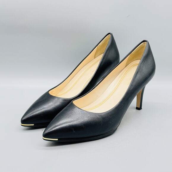Cole Haan Shoes Womens 8.5 Black Leather Grand Ambition Pumps Pointed Toe Heels - Picture 4 of 13